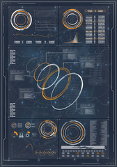 Aufkleber - Modern abstract web template with hud futuristic. Abstract hud futuristic background. Computer monitor icon.