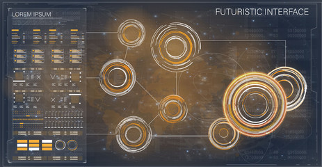 Aufkleber - Set. Computer monitor vector illustration. Abstract icon set. Hud interface template. Futuristic interface element. Future icon. Navigation icon set. Futuristic graphic user interface.