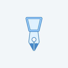 Poster - Fountain pen nib 2 colored line icon. Simple dark and light blue element illustration. Fountain pen nib concept outline symbol design from education set