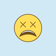 Poster - very tired 2 colored line icon. simple yellow and brown element illustration. very tired concept out