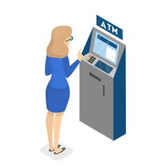 Wall Mural - Woman using ATM machine and gets money