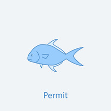 Permit 2 Colored Line Icon. Simple Light And Dark Blue Element Illustration. Permit Concept Outline Symbol Design From Fish Set