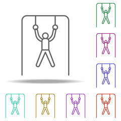 Poster - athlete on rings outline icon. Elements of Sport in multi color style icons. Simple icon for websites, web design, mobile app, info graphics