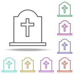Poster - grave with a cross outline icon. Elements of religion in multi color style icons. Simple icon for websites, web design, mobile app, info graphics