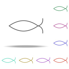 Poster - christian fish outline icon. Elements of religion in multi color style icons. Simple icon for websites, web design, mobile app, info graphics