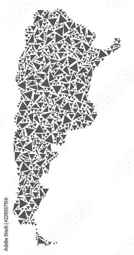 Fotografía Vector mosaic abstract Argentina map of flat triangles in gray color