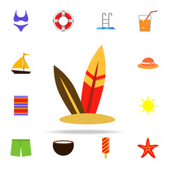 Poster - surfboard flat icon. Summer icons universal set for web and mobile