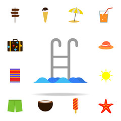 Poster - stairs to the pool flat icon. Summer icons universal set for web and mobile