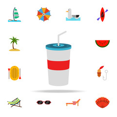 Aufkleber - juice in a plastic cup flat icon. Summer icons universal set for web and mobile