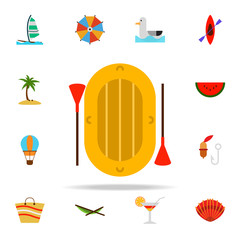 Poster - inflatable boat flat icon. Summer icons universal set for web and mobile
