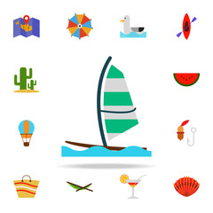 Aufkleber - surfing with a sail flat icon. Summer icons universal set for web and mobile