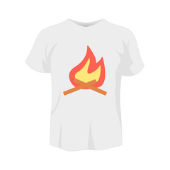 Poster - T-shirt white color mockup isolated from background with bonfire colored