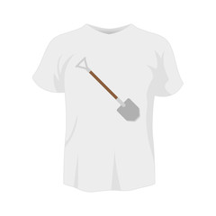 Aufkleber - T-shirt white color mockup isolated from background with shovel colored