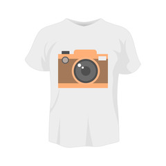 Aufkleber - t-shirt white color mockup isolated from background with camera colored