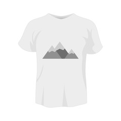 Poster - T-shirt white color mockup isolated from background with the mountains colored
