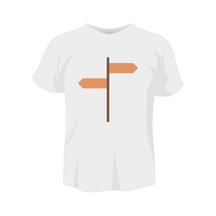 Poster - T-shirt white color mockup isolated from background with road sign colored