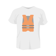 Poster - T-shirt white color mockup isolated from background with life vest colored