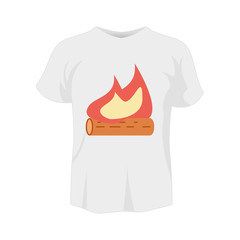 Poster - T-shirt white color mockup isolated from background with bonfire colored