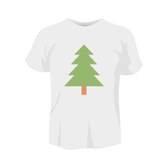 Poster - T-shirt white color mockup isolated from background with tree colored