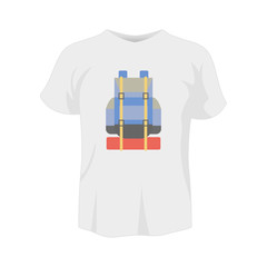 Poster - T-shirt white color mockup isolated from background with camping backpack colored
