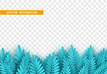 Wall Mural - grass, shape plant leaves border isolated with transparent background. vector illustration