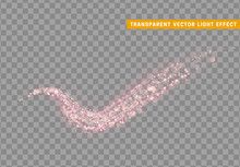 Magic Light Effect. Stardust Pink Glitter. Sparkle Star Dust Vector Illustration