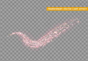 Magic light effect. Stardust pink glitter. Sparkle star dust vector illustration