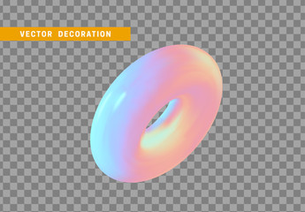 Poster - Design element in shape of 3d torus bright neon color. Round ring tor isolated with transparent background