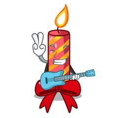 Wall Mural - With guitar christmas candle combined with pita cartoon