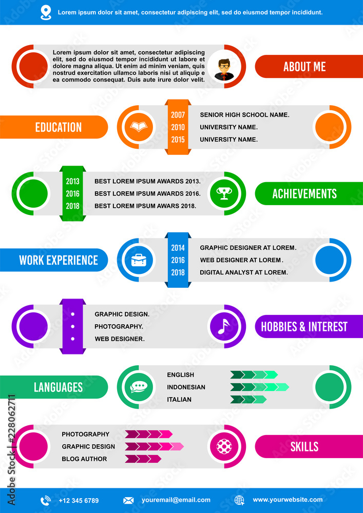 A4 curriculum vitae / resume design template vector. Stock Vector ...