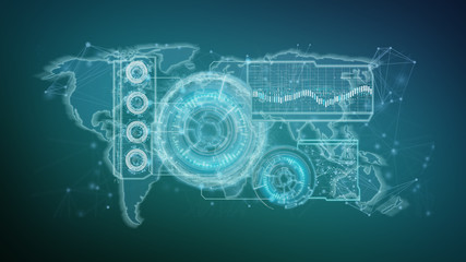 Poster - Technology interface isolated on a background 3d rendering