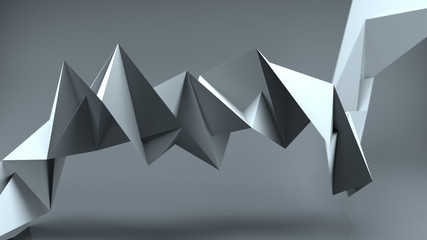 Hard surface twisted grey shape 3D render illustration