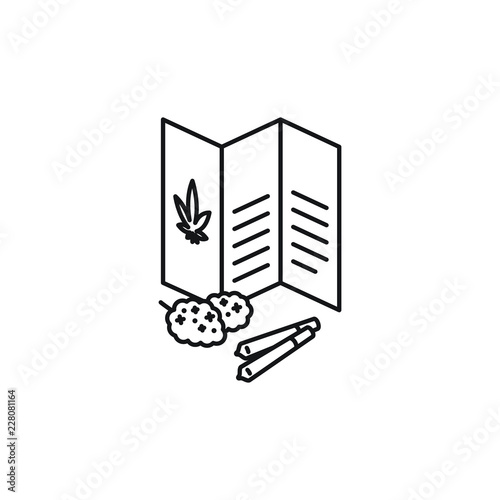 Fotografie, Obraz Informational Cannabis Brochure and Sample Products Joint Bud vector black line
