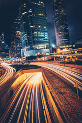 Wall Mural - Street traffic in Hong Kong at night