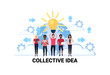 mix race business people brainstorming new collective idea concept light lamp creative innovation startup project successful teamwork strategy flat horizontal vector illustration