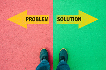 Wall Mural - Problem and Solution direction choices with arrows on street