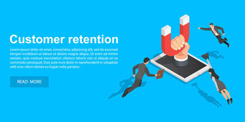 Poster - customer retention concept banner. isometric illustration of customer retention vector concept banne