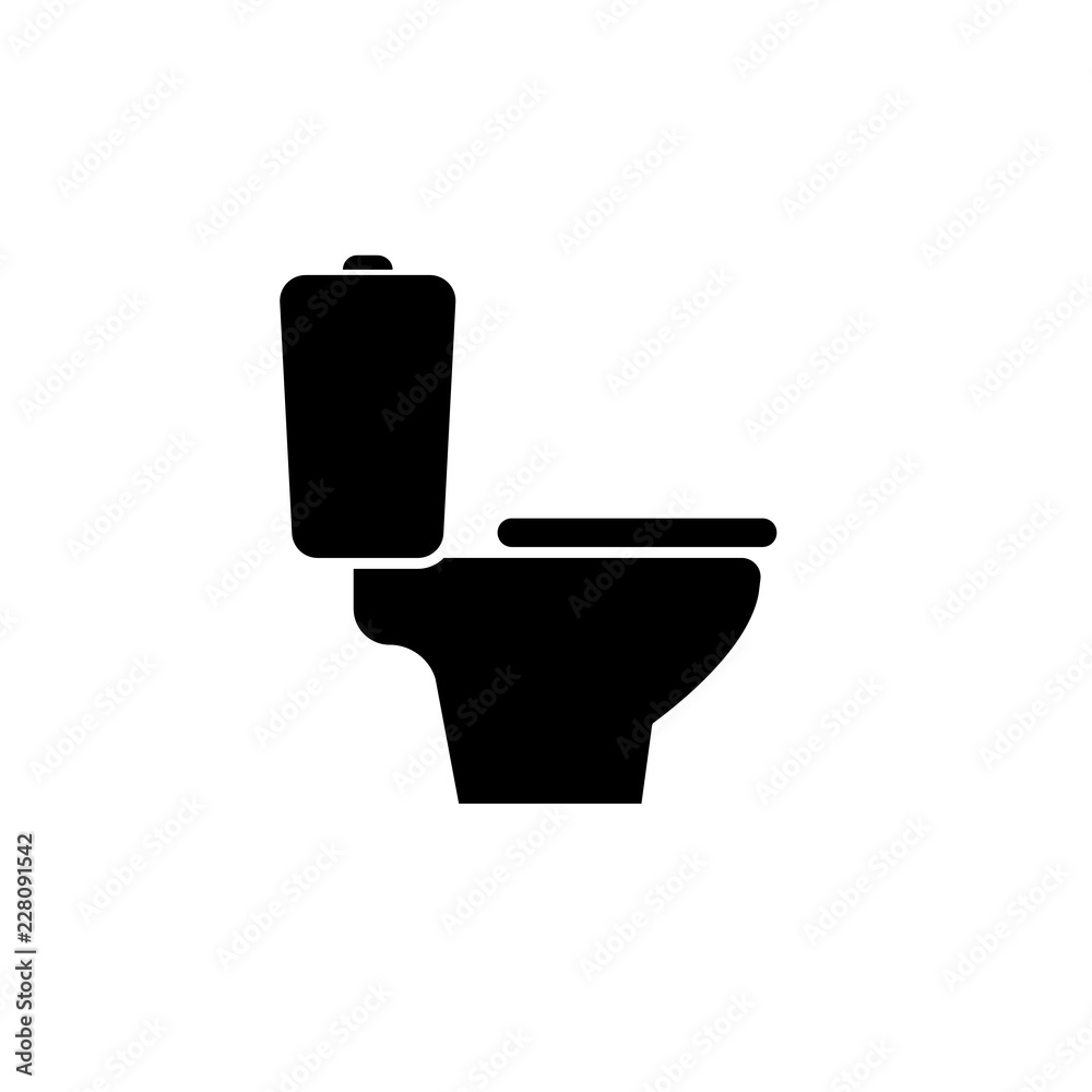 Toilet bowl silhouette icon. Clipart image isolated on white background ...