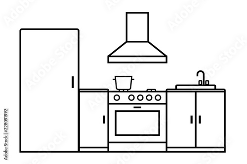 Kitchen Room Outline Icon Clipart Image Isolated On White