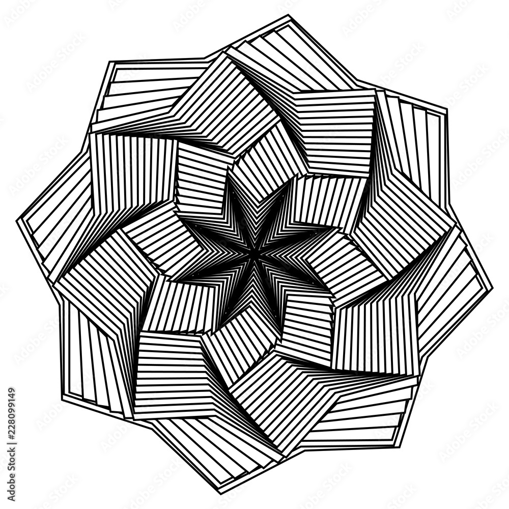 Abstract black and white circular pattern. Geometric pattern with ...