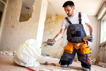 Wall Mural - Handsome man doing manual labor