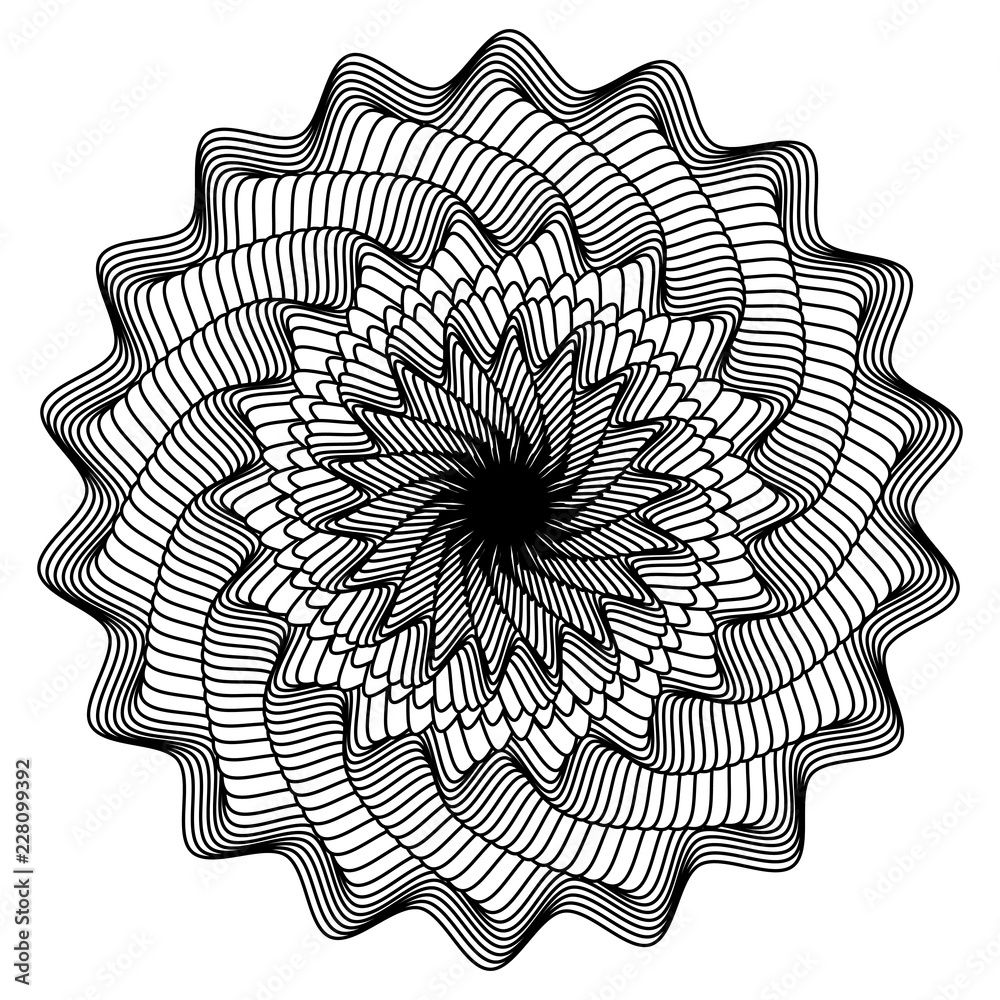 Abstract black and white circular pattern. Geometric pattern with ...