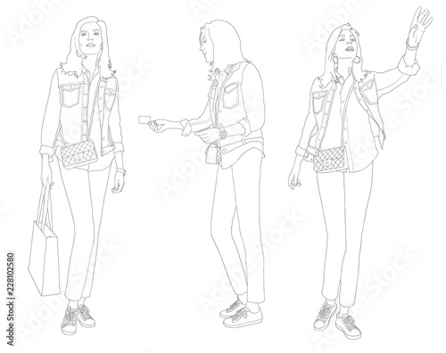 Tracé Expression Femme élégante Figure Dessin Au Trait