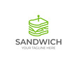 Linear sandwich logo design. Fast food vector design. Sandwich with cheese, ham and lettuce logotype