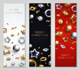 Wall Mural - Christmas and New Year banners set