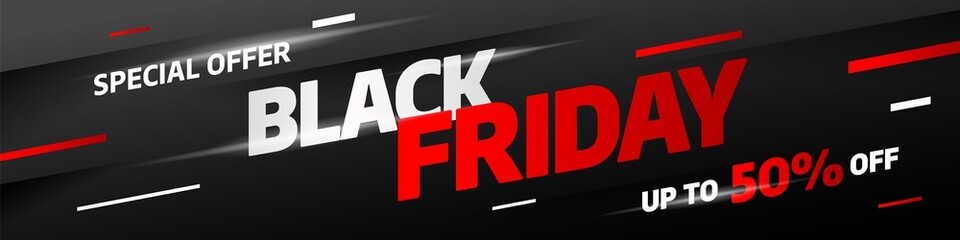 Wall Mural - Black Friday sale banner template design. Special offer. Vector illustration eps 10.