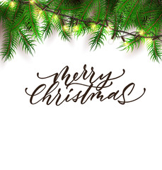 Wall Mural - Vector merry christmas lettering script ink sign