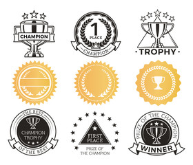 Wall Mural - champion stickers collection vector illustration