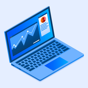 Finance laptop icon. Isometric of finance laptop vector icon for web design isolated