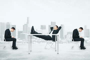 Sticker - Relaxing and working businesspeople wallpaper